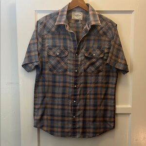 Men's Flag & Anthem Plaid Short Sleeve Shirt size s